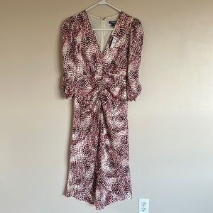 Express Women's Small Multicolor V Neck Ruched Front Dress- NWT